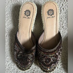 Yellow Box Brand mules with wedge